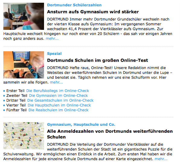Schulen in Dortmund - das erste große datenjournalistische Projekt der Lokalredaktion der "Ruhr Nachrichten".